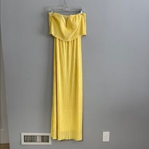 Womens Elegant Yellow Strapless Maxi Cocktail Dress - Medium